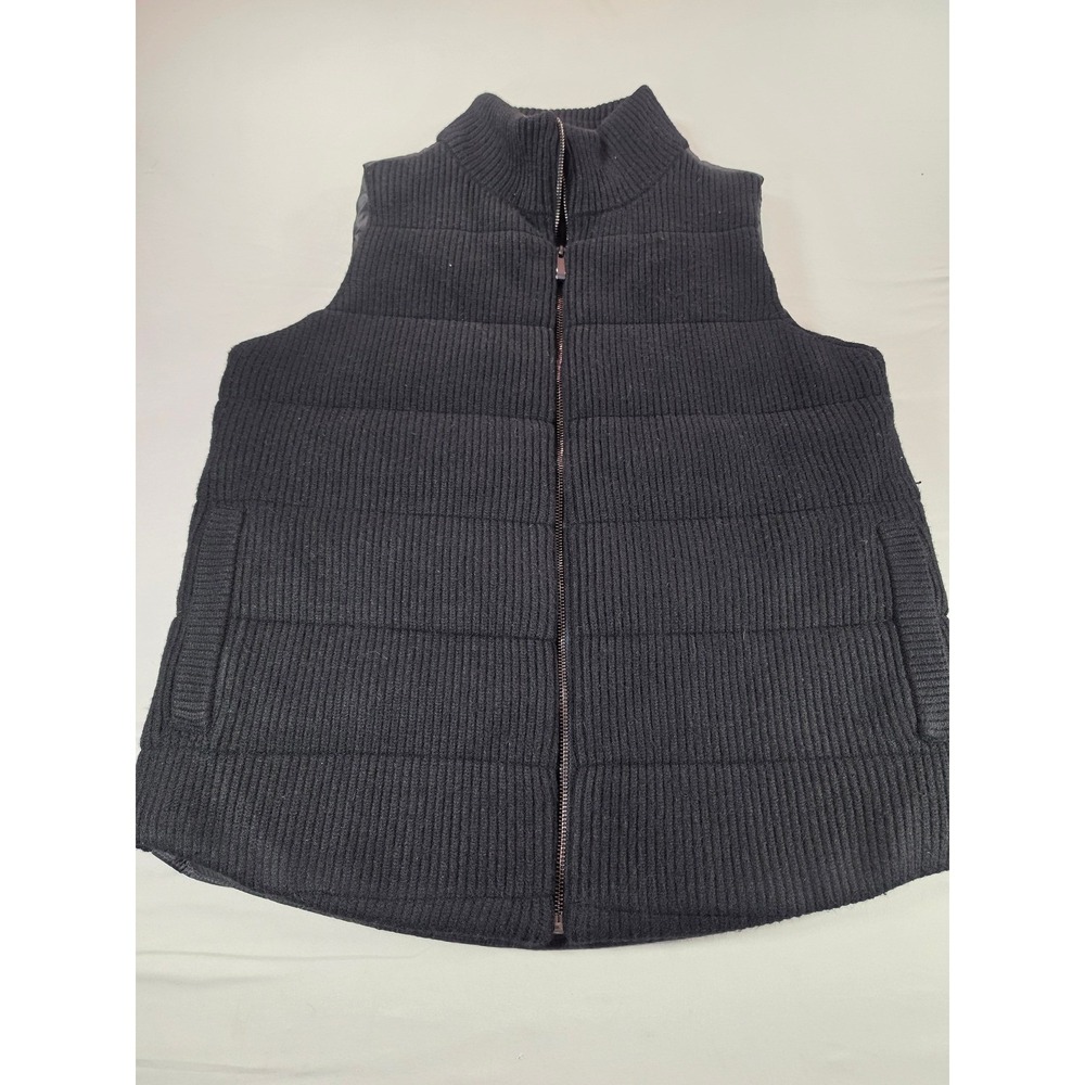 Chicos Zenergy Luxe CB Mix Puffer Vest Black Size 4 US 22-24 Cashmere blend